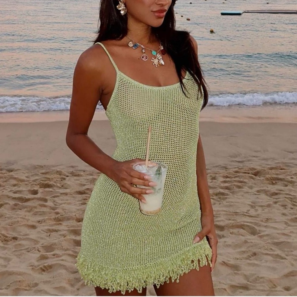 White fox Keeping Me Awake Knit Mini Dress Apple size small.